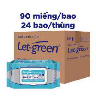 Thùng 24 Gói Khăn Ướt Cồn Let green Loại 90 Miếng