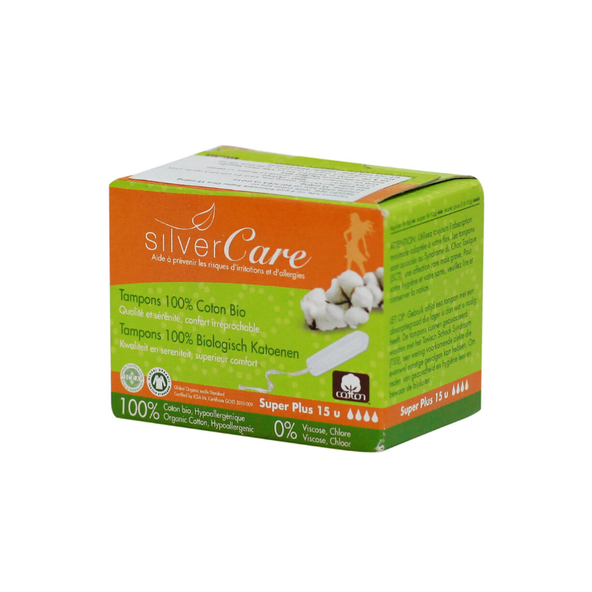 Tampon hữu cơ 4 giọt Silvercare Super Plus 15 miếng
