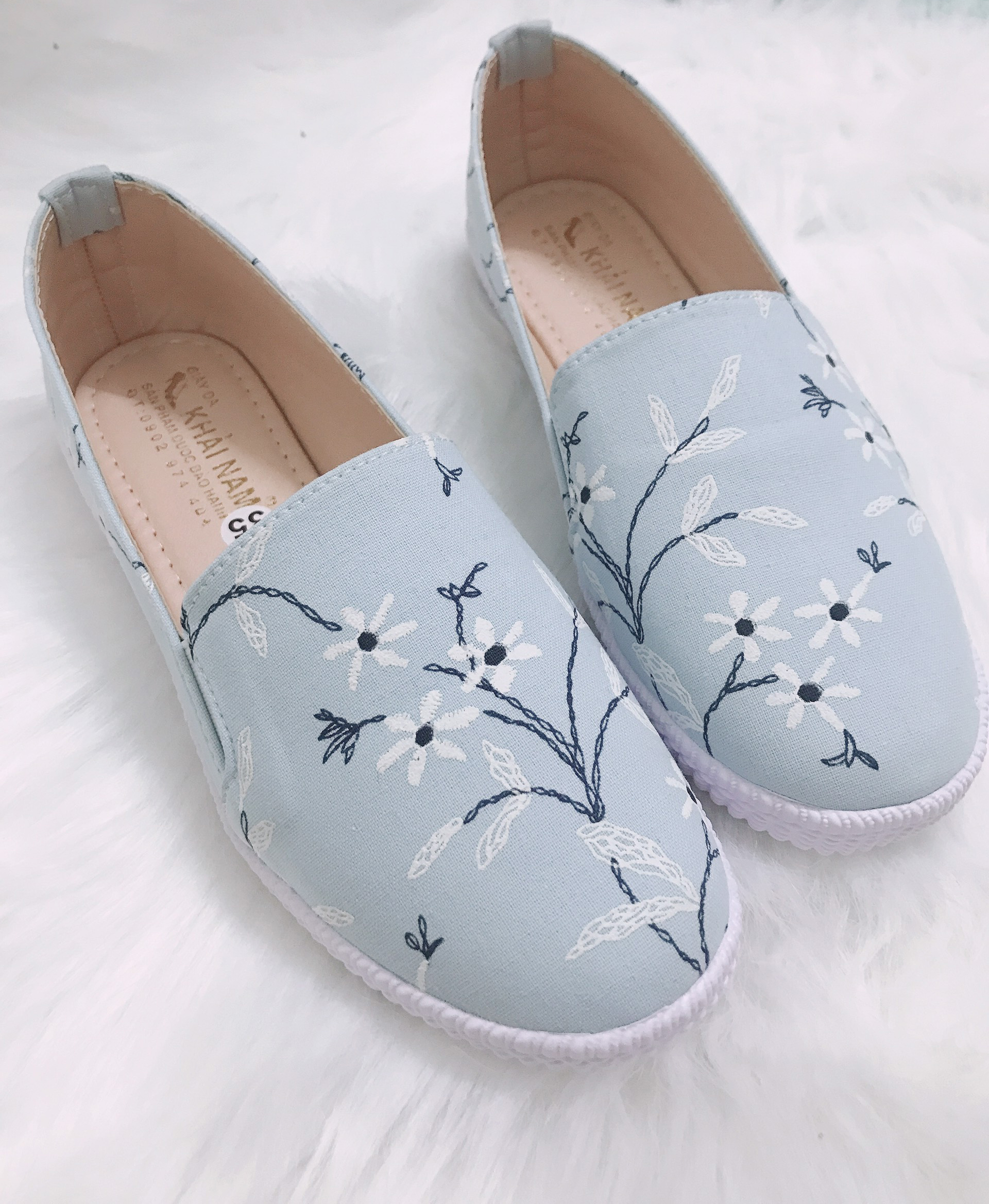 [HCM]GIÀY LƯỜI JEAN HỌA TIẾT HOA LÁ