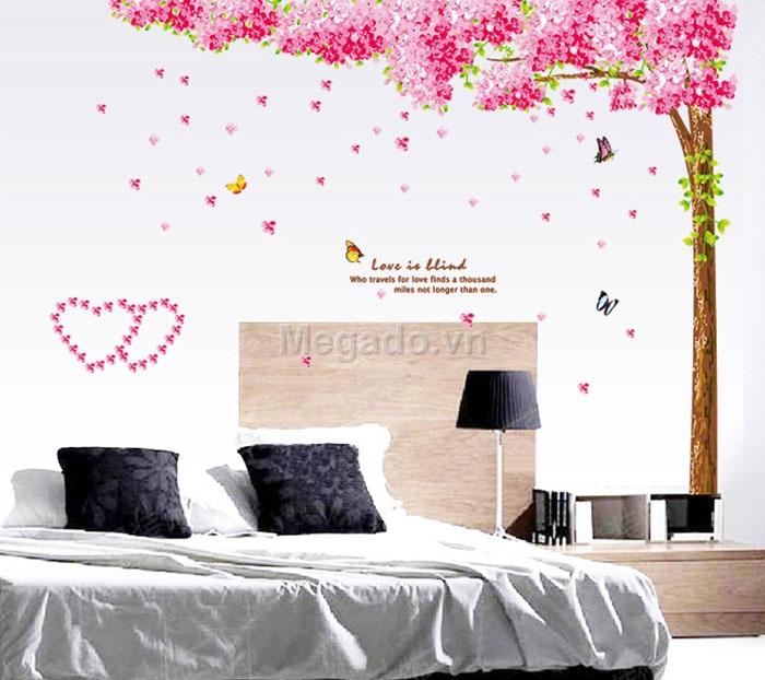 decal dán tường cây hoa anh đào cỡ lớn
