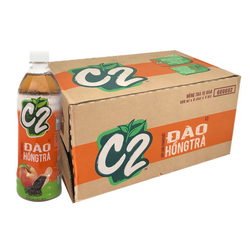 Trà Đen C2 Vị Đào 1 Lốc 6 Chai