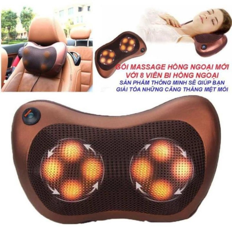 Gối Massage 8 Bi Đi Kèm Cáp Sạc Cao Cấp
