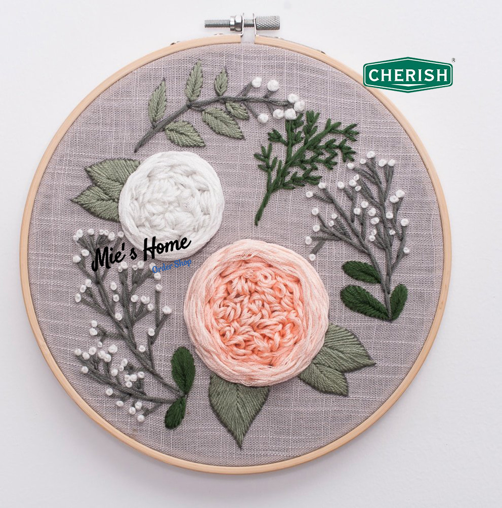 DIY Bộ kit thêu tay trang trí Cherish Hoa Cỏ, Kit tập thêu mẫu hoa mùa xuân (đã bao gồm khung thêu) - Mie Handmade Shop