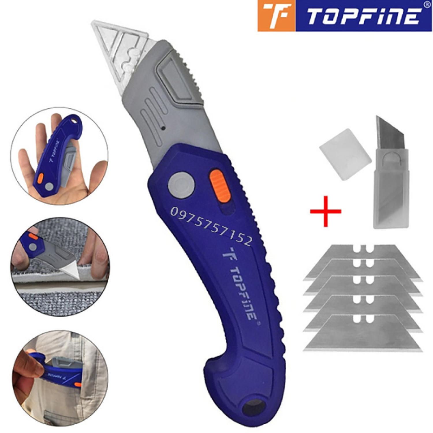 Dao rọc đa năng cán xếp gấp gọn TOP FINE chống va đập lưỡi dao rọc cáp siêu sắc thay lưỡi liên tục s