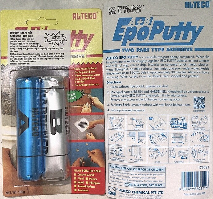 (Combo 5 vĩ) Keo nắn AB siêu dính Epoputty 100gr - Keo đất sét Epoputty