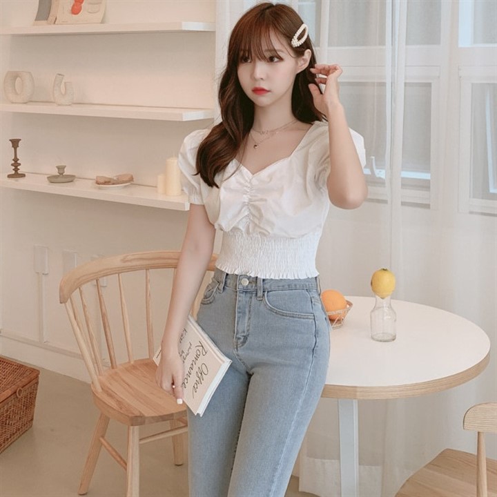 Áo Croptop Bo Chun Cổ V