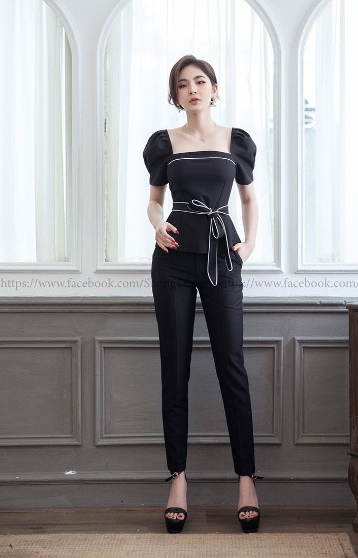 [HCM]SET BỘ THỜI TRANG PHỐI VIỀN THẮT NƠ DỄ THƯƠNG