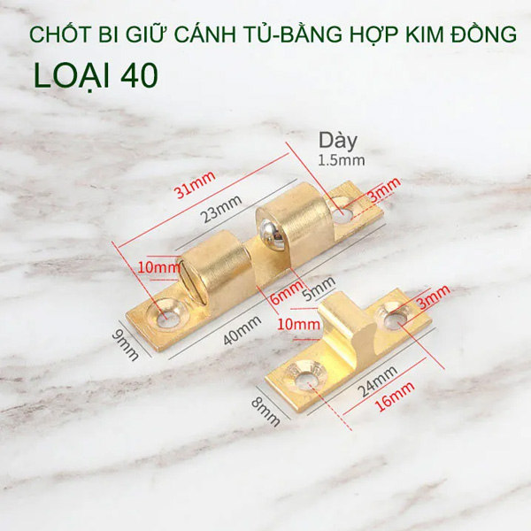 Chốt cửa bi đồng thau 4F, 5F, 6F