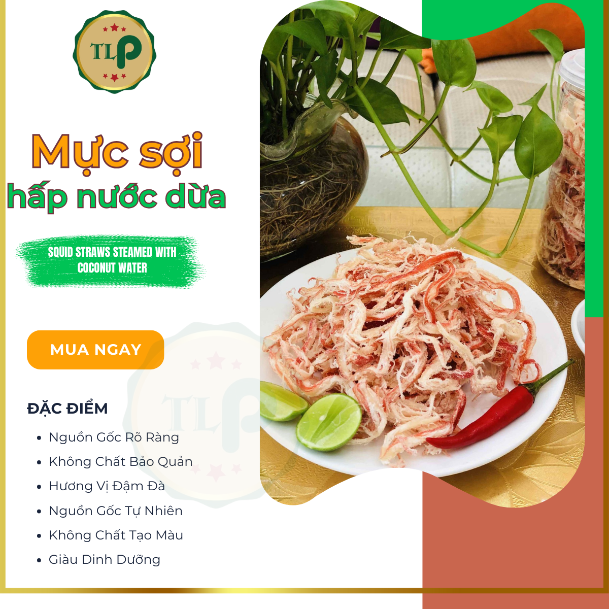MỰC SỢI HẤP NƯỚC DỪA TÂN LỘC PHÁT HŨ 500G | Thơm ngon chuẩn vị