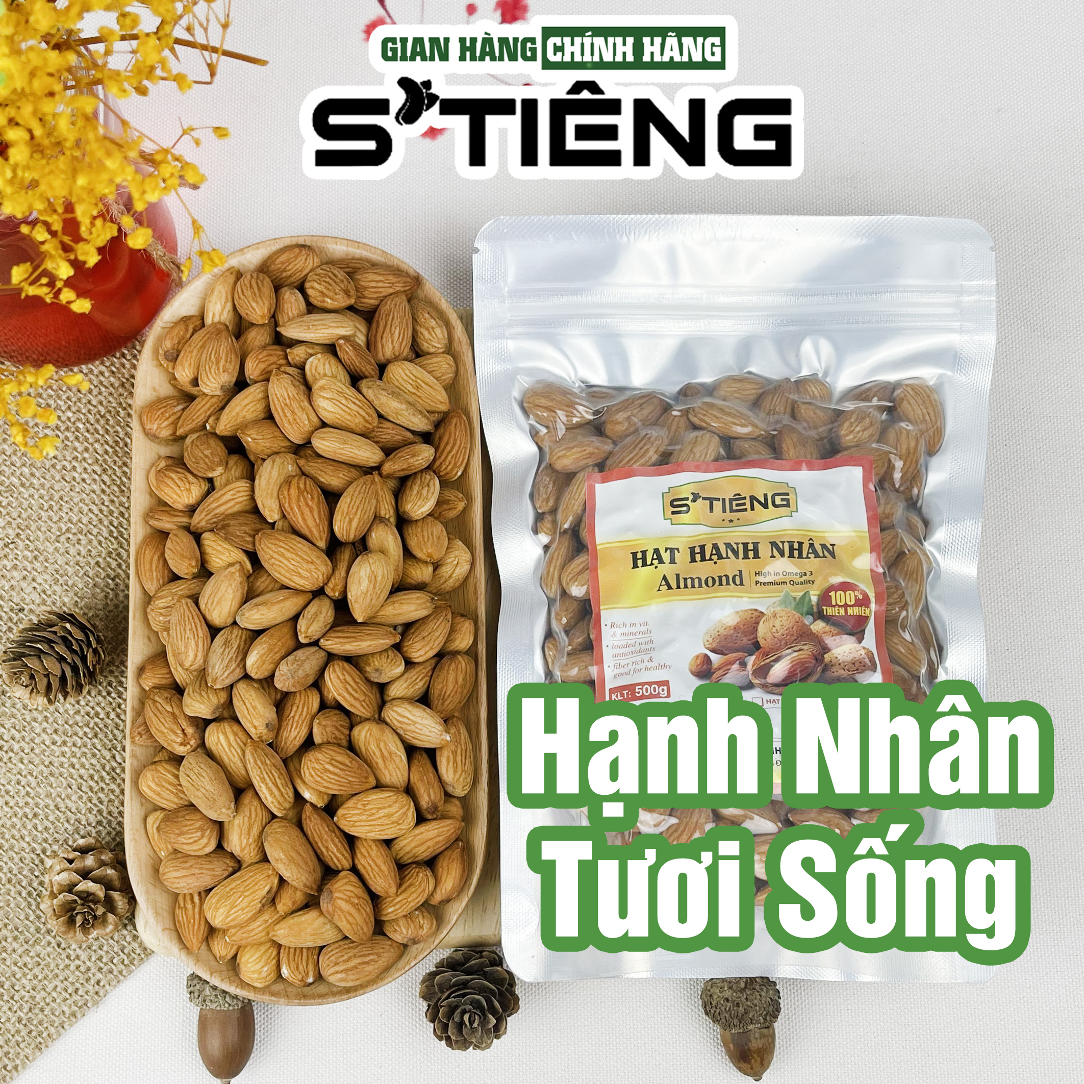 Hạt Hạnh Nhân Tươi STIÊNG Làm Sữa Làm Bánh