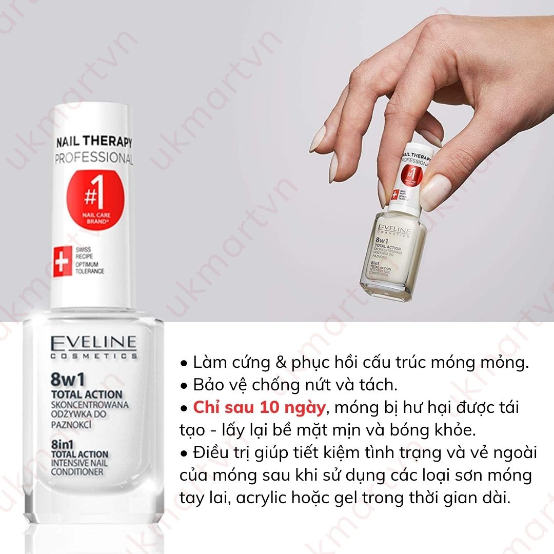Sơn Dưỡng Móng Eveline 8w1 Total Action 12ml