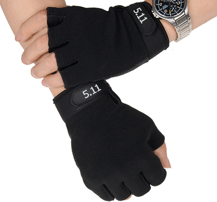Găng Tay Nam Hở Ngón 5.11 găng tay xe máy tập gym thể thao chất liệu vải thun co dãn tốt Dg01-1la (Đen) - TTGT89