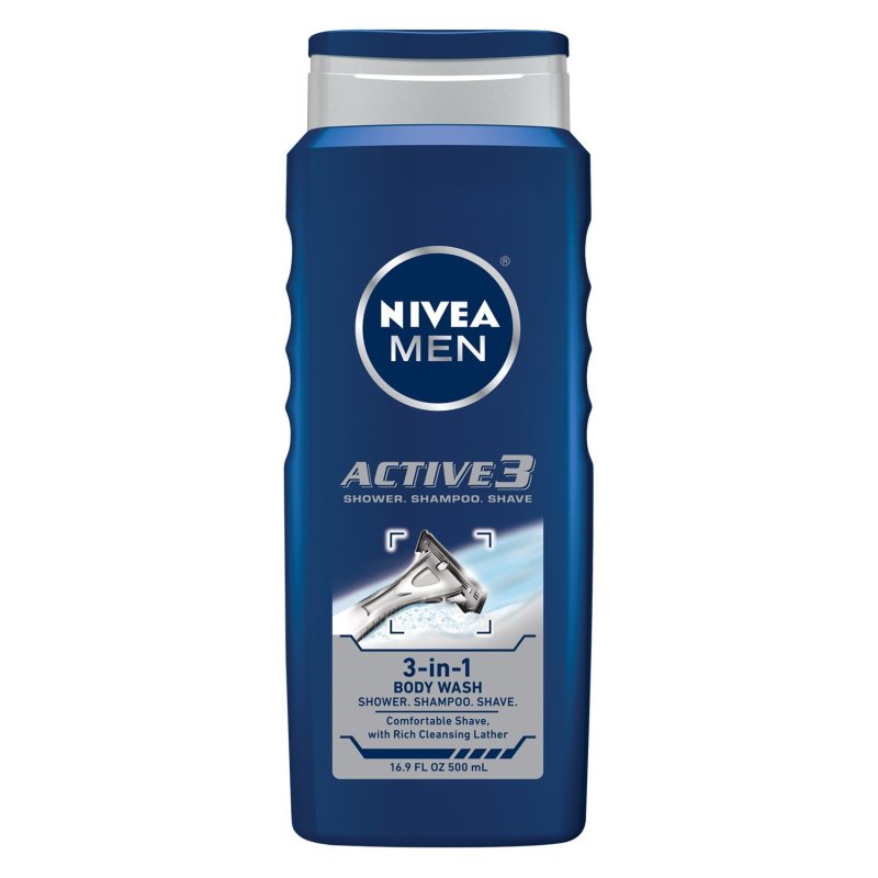 Gel tắm, gội, cạo râu 3 trong 1 NIVEA Men Active3 3-in-1 Body Wash 500ml cao cấp