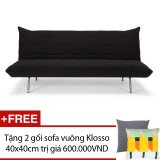Ghế sofa giường Klosso M2 (Đen) + Tặng 2 gối sofa vuông Klosso 40x40cm màu sắc ngẫu nhiên