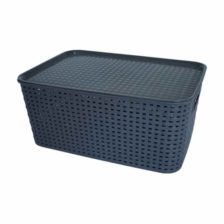 Hộp nhựa lưu trữ mây đan 16L Inplus INP493 (Xanh đen)