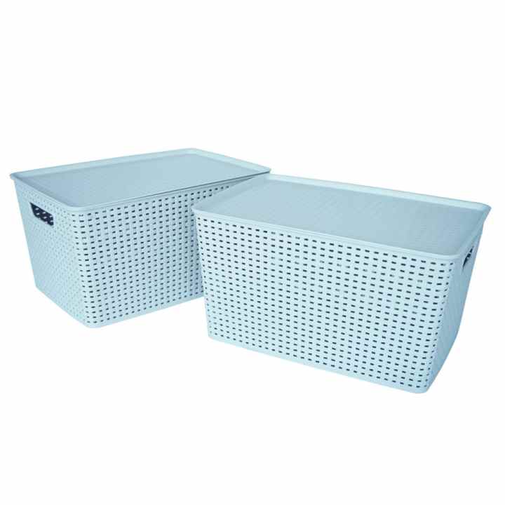 Hộp nhựa lưu trữ mây đan 6.5L Inplus 426-49250 (Trắng đen)