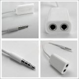 Jack chia cổng tai nghe 3.5mm 1 ra 2 (Trắng)