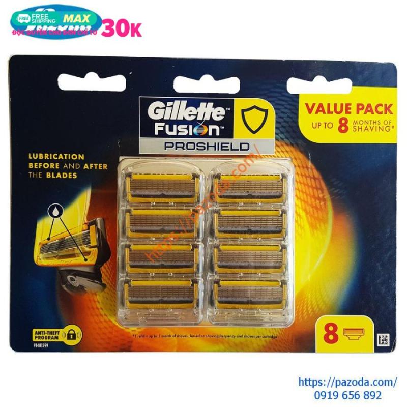 Hộp 8 lưỡi dao cạo râu Gillette Fusion Proshield( đầu cạo 5 lưỡi kép)