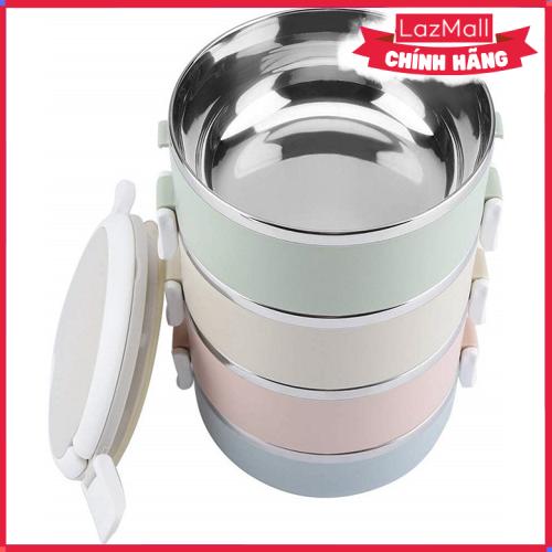 Cặp lồng cơm 4 tầng giữ nhiệt từ lúa mạch cao cấp vouller an toàn cho sức khỏe - hàng chính hãng