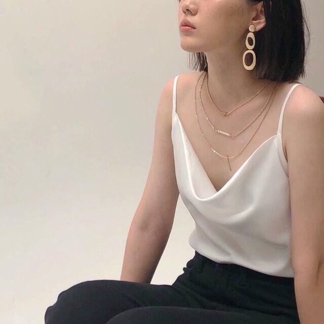 Áo 2 dây phi lụa cổ đổ