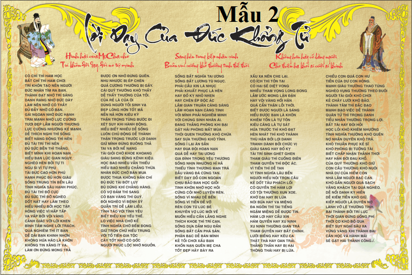 Tranh dán tường lời dạy của Khổng Tử khổ A0(119x84cm) có nhiều mẫu