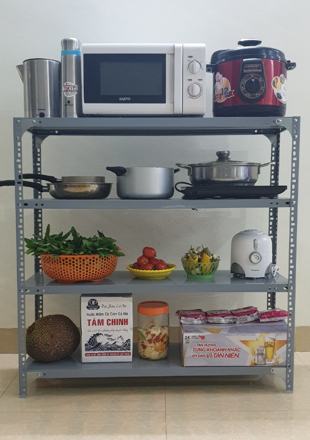 Kệ sắt v lỗ đa năng 4 tầng dài 1,2m x rộng 0,3m x cao 1,2m