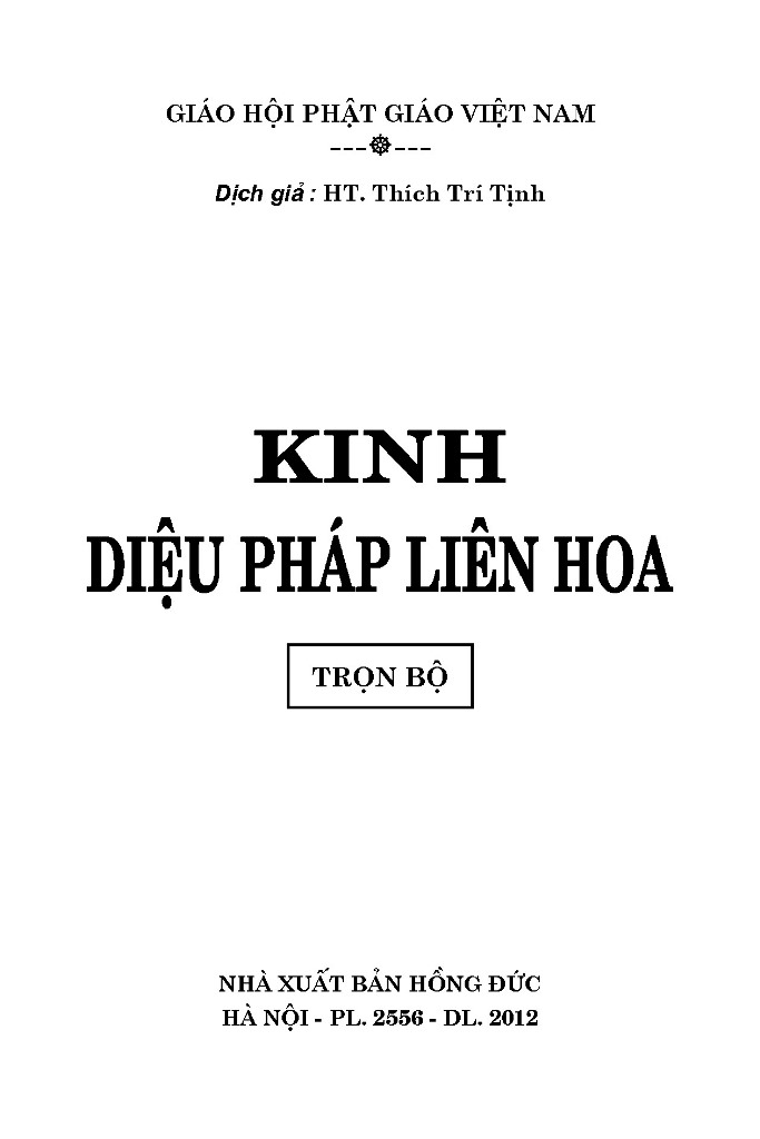 Kinh Diệu Pháp Liên Hoa (HT. Trí Tịnh)
