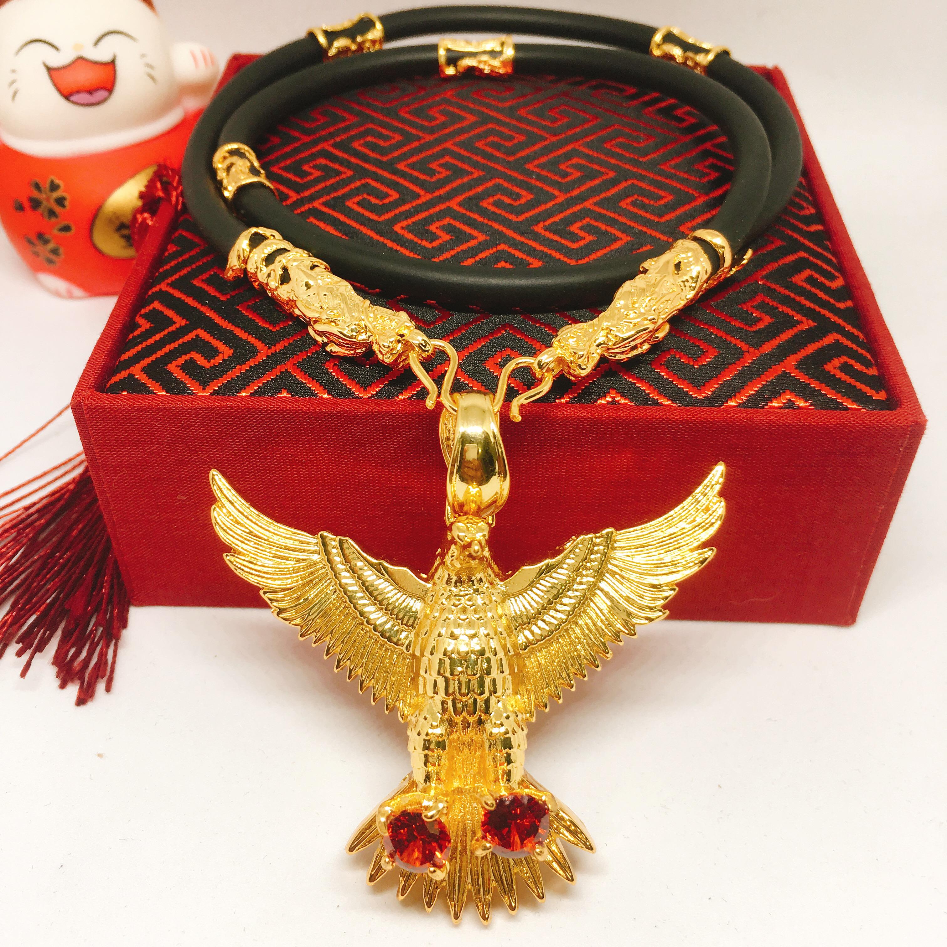 Vòng cổ Nam Vip Bạc Thái đá cao cấp, Vòng Cổ Nam Phong Cách Thượng lưu, Dây chuyền nam bạc Thái phong cách MS001  Jewelry Bảo Tín (dây và mặt) ( Màu vàng)