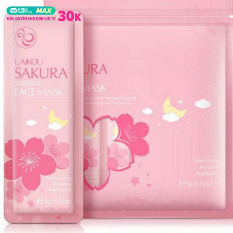 Túi 15 gói mặt nạ ngủ Hoa anh đào Sakura Sleeping Face Mask dưỡng da mụn cấp ẩm thải độc