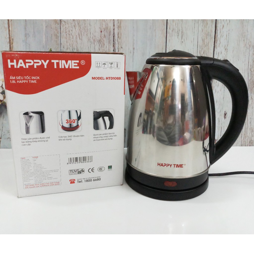 Bình đun siêu tốc Inox Sunhouse Happy Time HTD1088 1.8 lít