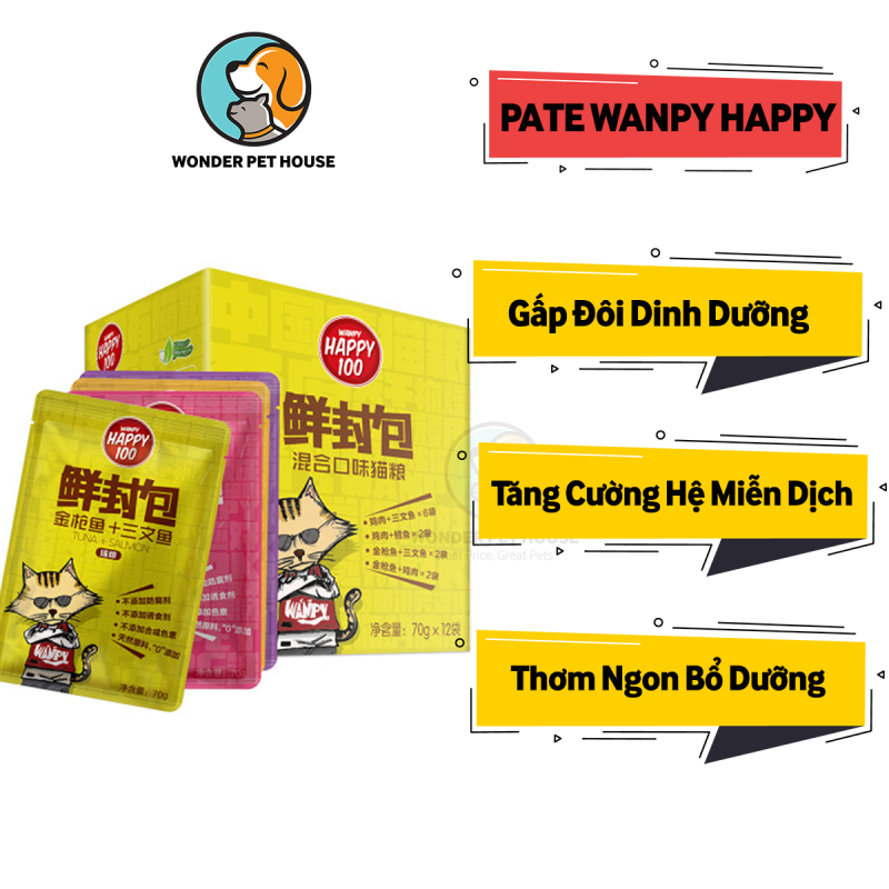 [Pate Wanpy Happy] - Pate Cho Mèo Ngon - Gấp Đôi Dinh Dưỡng - Pate Mèo Cải Thiện Hệ Miễn Dịch