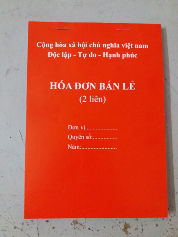 10 quyển Hóa đơn bán lẻ 2 liên 100 tờ