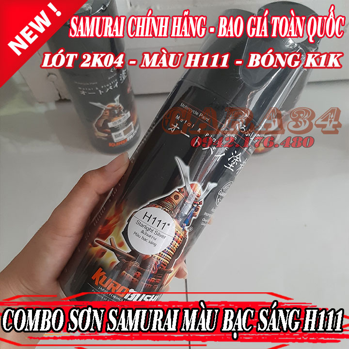 COMBO 3C SƠN SAMURAI MÀU BẠC SÁNG H111 LÓT 2K04