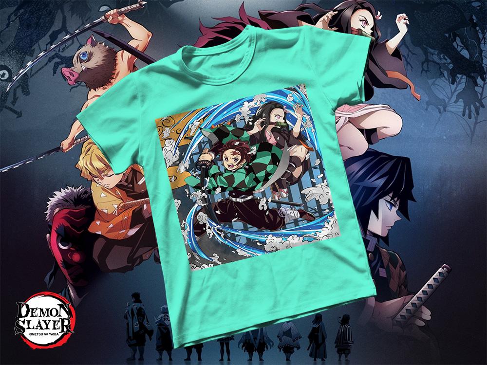 Áo thun Cotton Unisex - Anime - Kimetsu no Yaiba - Tanjiro Hơi thở của nước