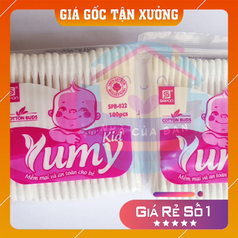 Combo 2 gói tăm bông 200 que ngoáy ráy tai Yumy Kid cho trẻ em giá rẻ