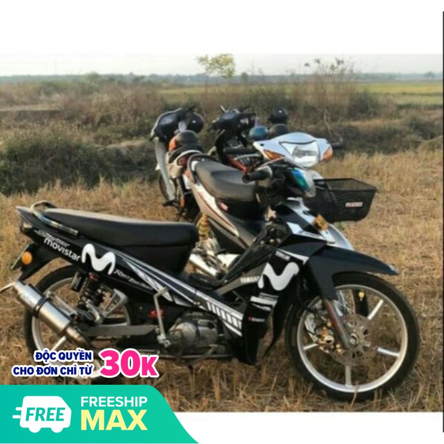 Tem trùm xe sirius Movistar đen trắng, team dán xe máy sirius, team trùm sirius, team trùm sirius, tem xe sirius, tem trùm sirius, tem xe sirius Movistar đen trắng