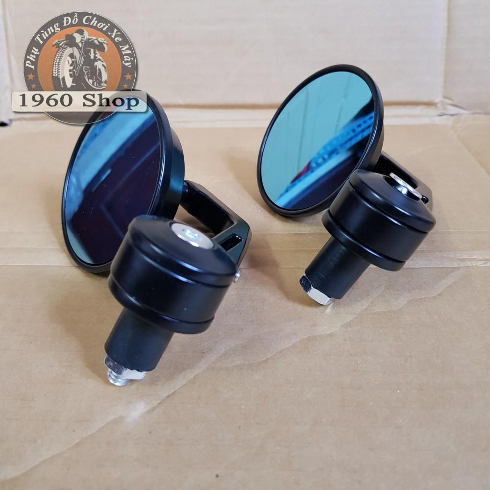 Gương gù tròn mặt kính xanh (1 cặp) chất liệu nhôm cnc, kèm gù, mặt kính xanh chống chói phù hợp độ Cafe Racer Tracker GD110 SU GN125 Win CD 67 Dream CUB và các loại xe máy