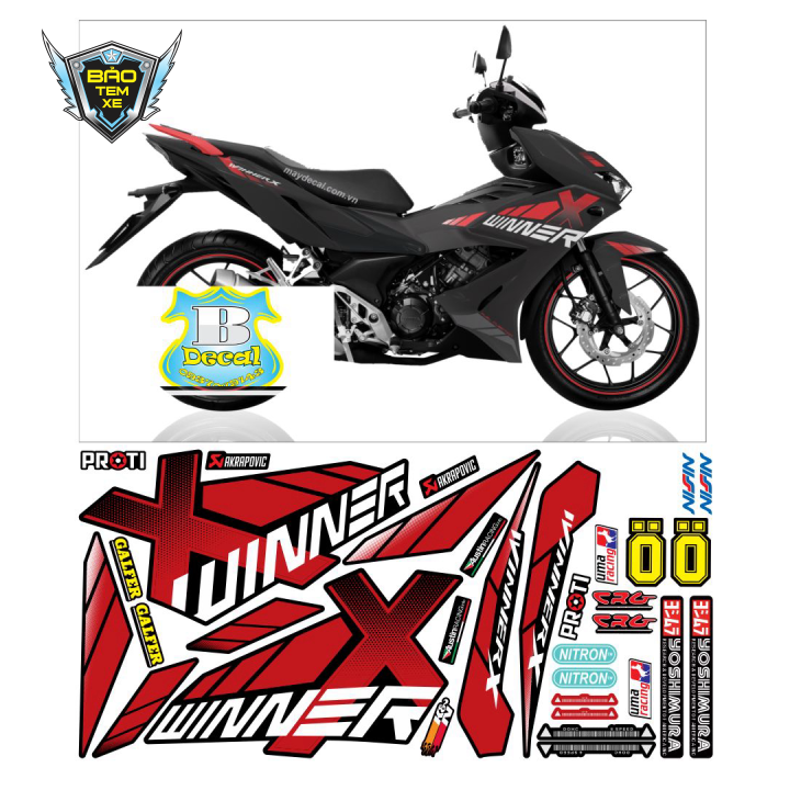 [ FREE SHIP ] Tem rời xe winner X dán xe đen nhám