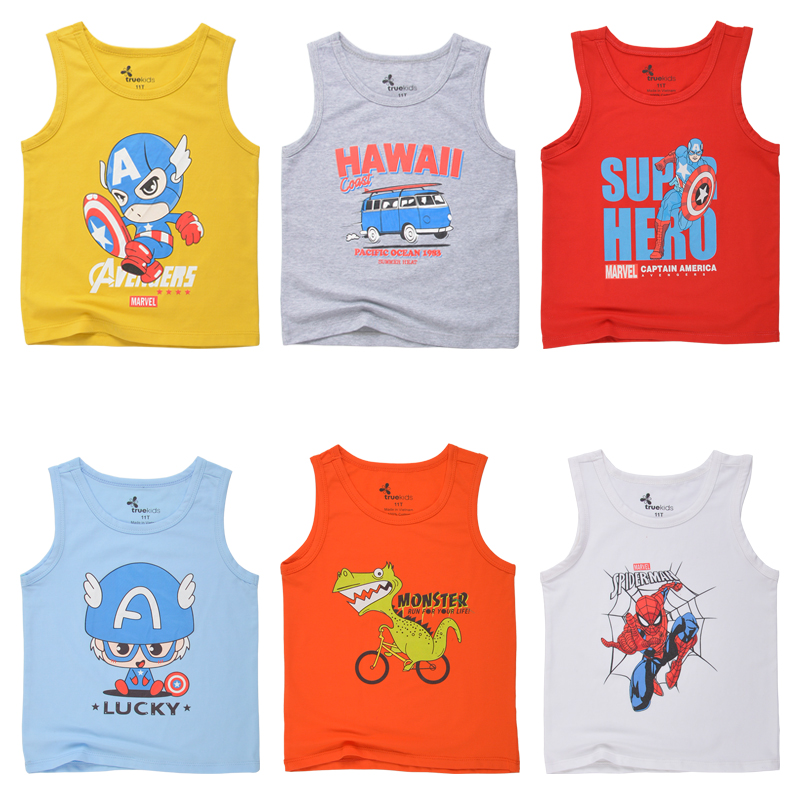 [HCM]Áo thun bé trai TrueKids áo ba lỗ bé trai siêu nhân phong cách chibi Hàng Xuất Chất Mềm Mịn