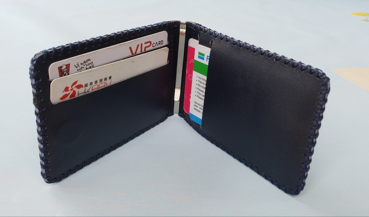 Ví da kẹp tiền handmade DB050