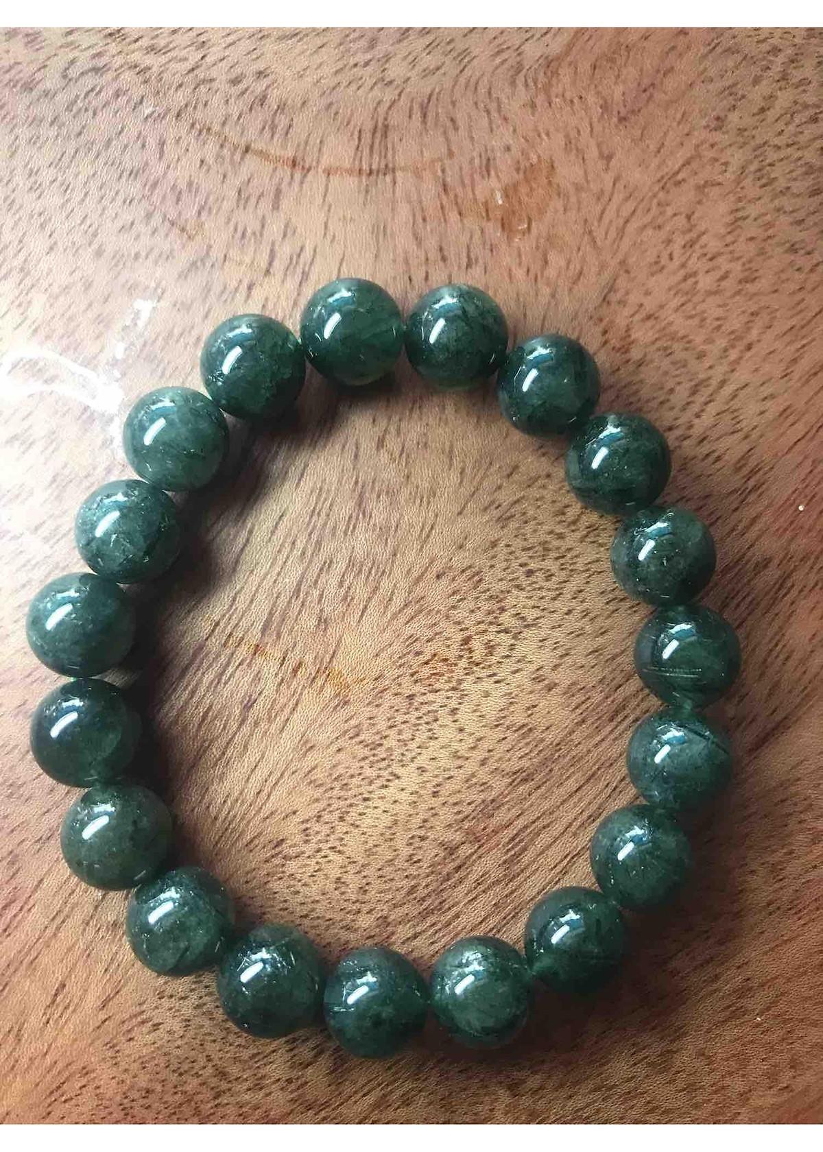 [FreeshipMAX] VÒNG TAY ĐÁ THẠCH ANH TÓC XANH TỰ NHIÊN ĐẬM 10mm Nữ mạng MỘC HOẢ