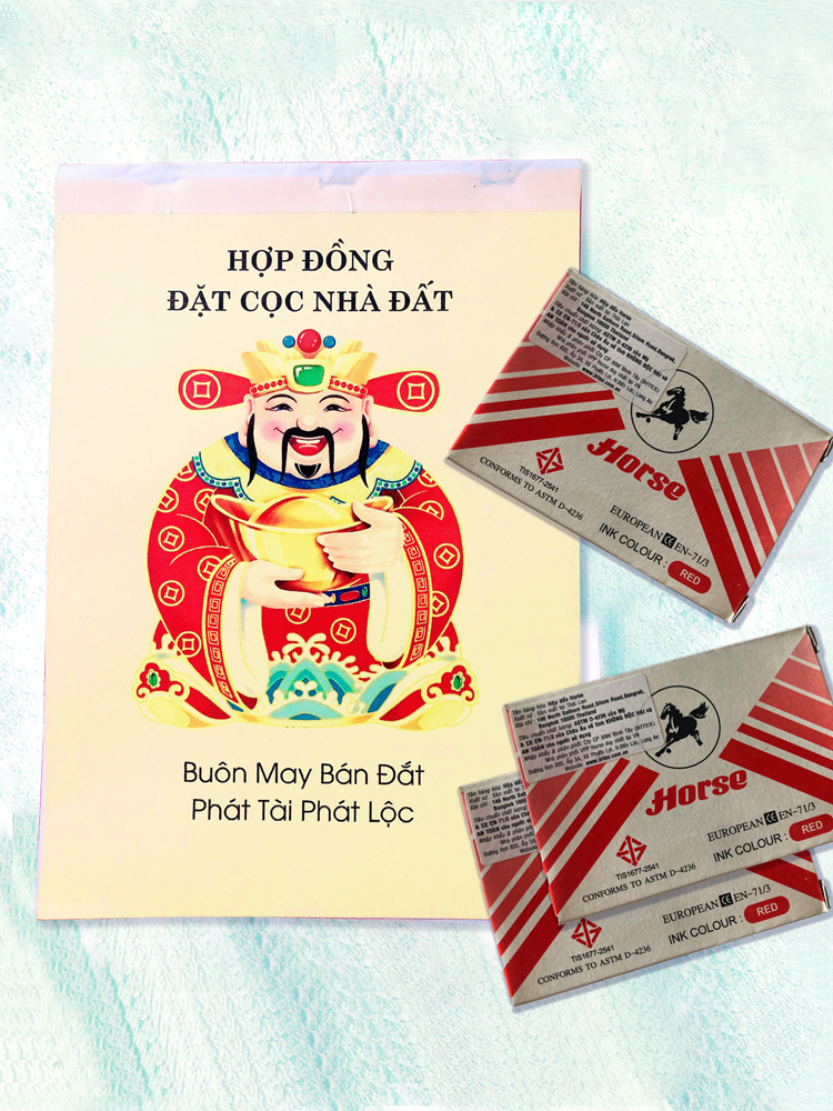 [Combo] Sổ Cọc Đất THẦN TÀI (3 liên) + Mực Lăn Tay (thái Lan 2021)