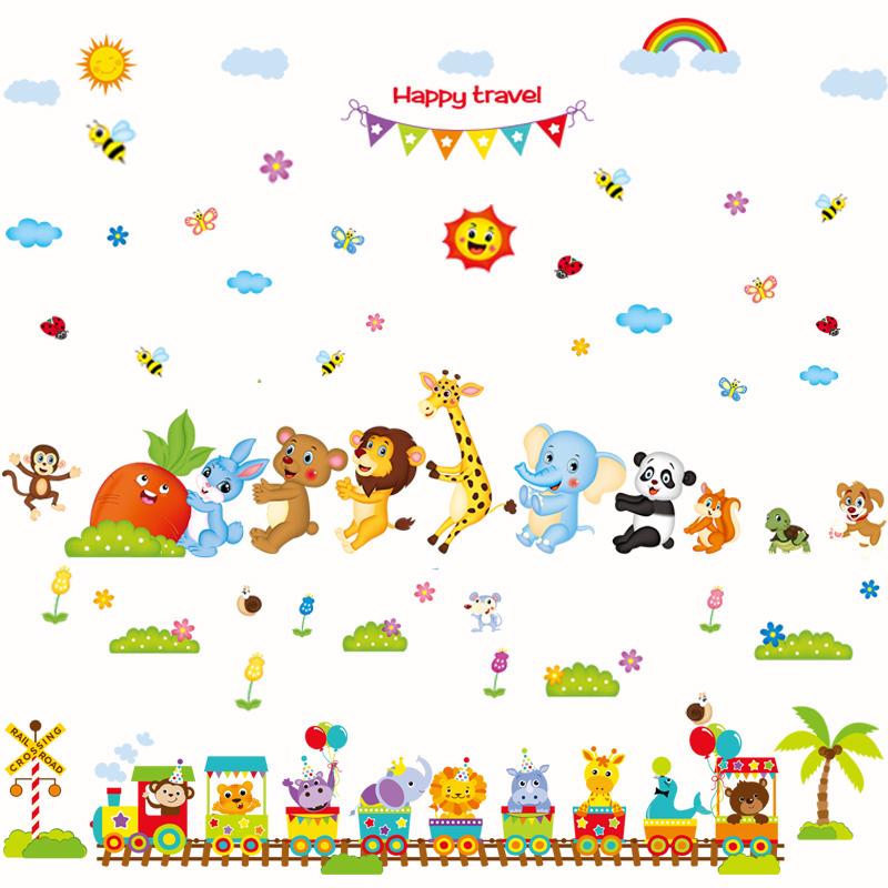 Giấy dán tường phòng ngủ cute cho bé  Kích thước lớn Mẫu Hươu cao cổ , có keo sẵn, bóc dán dễ dàng trên mọi về mặt phẳng Zooyoo Home Decor