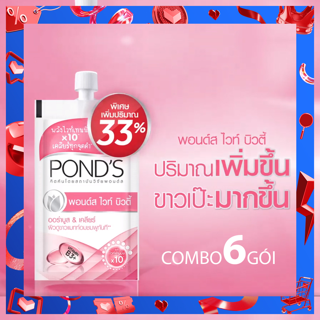 Hộp 6 Tuýp Serum Dưỡng Trắng Da Pond’s White Beauty Serum Cream 10x Thái Lan
