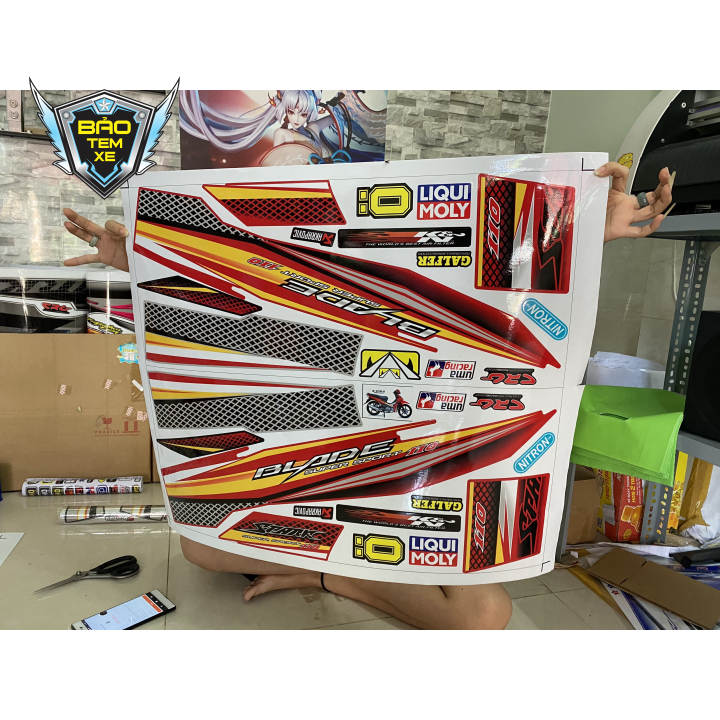 [ FREE SHIP ] TEM RỜI XE honda wave blade 110 dán xe đỏ