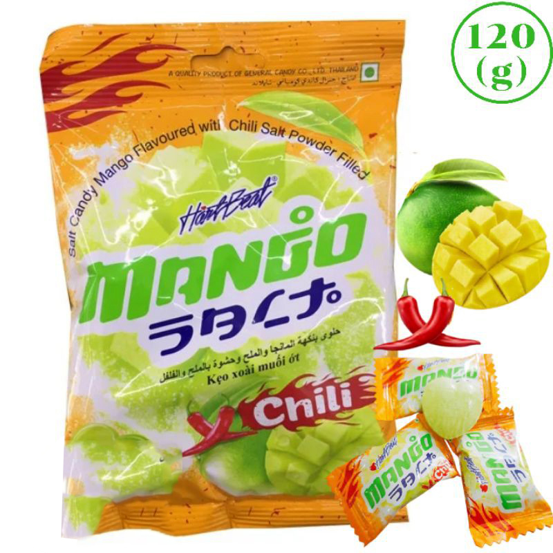 Kẹo Xoài Muối Ớt Thái Lan 120 gram - Hartbeat Mango Salt Chili Thailand 120 gram.