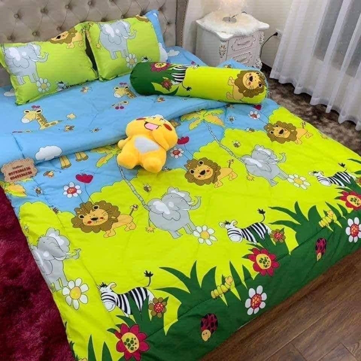 Bộ Chăn Ga Chần Bông 5 món Cotton poly hè 2022