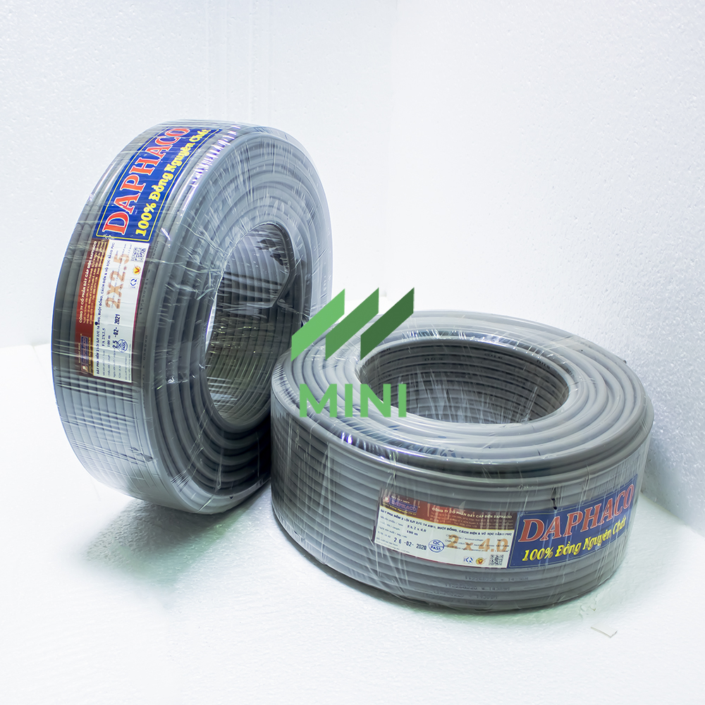 [1 Mét] Dây cáp điện pha mềm 2 lõi 2.5 DAPHACO ruột đồng FA, cách điện và vỏ bọc bằng PVC