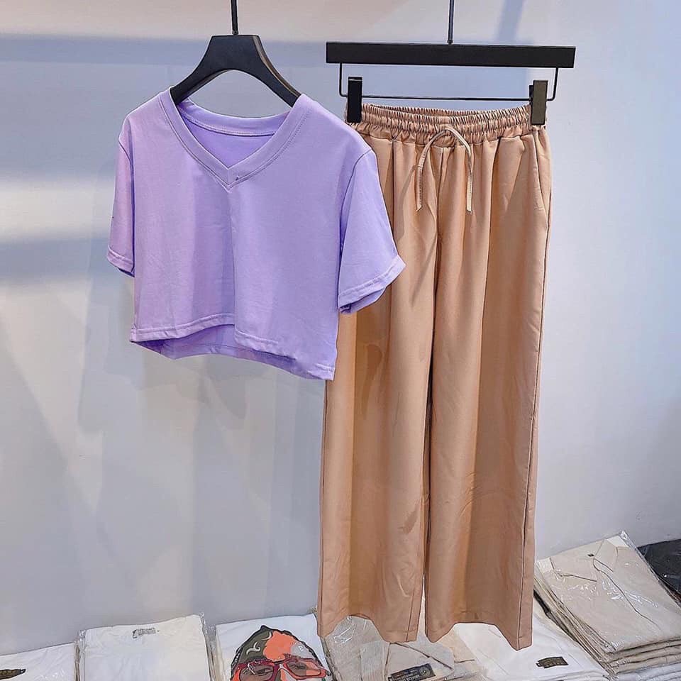 Áo Thun Nữ Croptop Cổ Tim Thời Trang