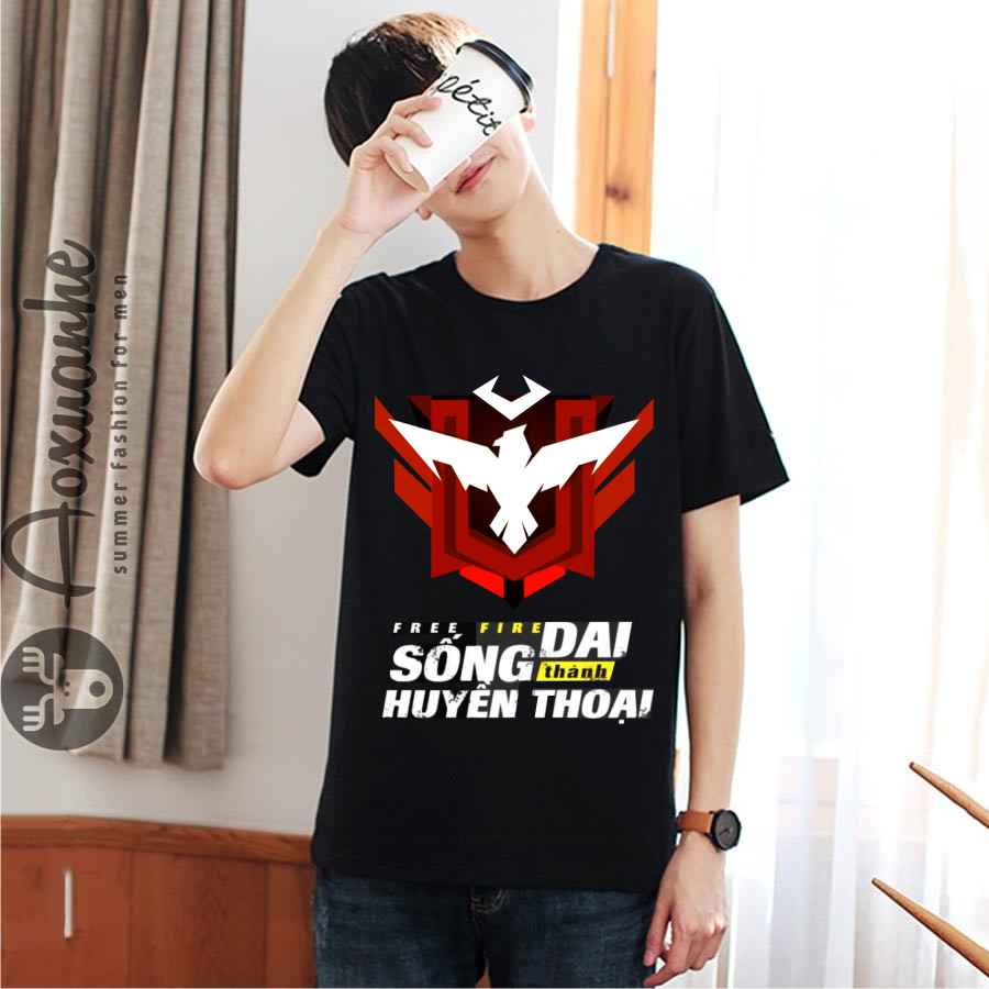 Áo Thun Nam Free Frie cotton màu đen chất cực đẹp logo rank huyền thoại
